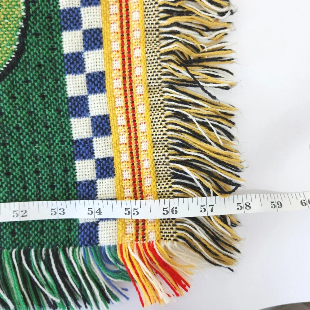 Vintage Christmas Woven Tapestry Throw Blanket Puppies Kittens Bears 57x48